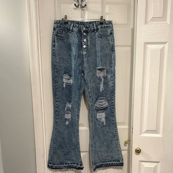 Distressed Blue Women's Jeans - Picture 1 of 3